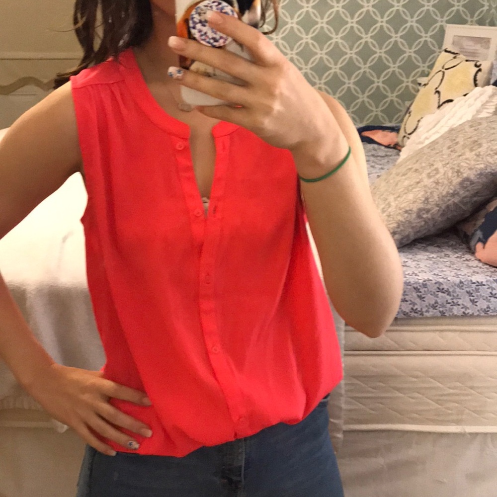 American eagle bright coral button down